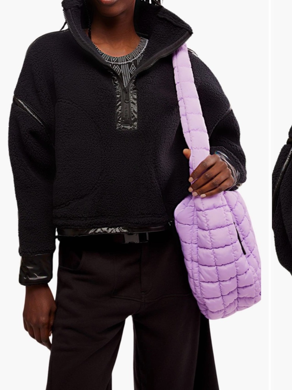 Free People Black Sherpa Mountain High Half Zip